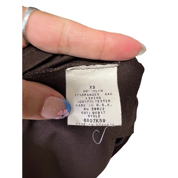 Vintage Y2K Max Edition Brown Polka Dot Empire Waist Split Short Sleeve Dress XS - Picture 14 of 15